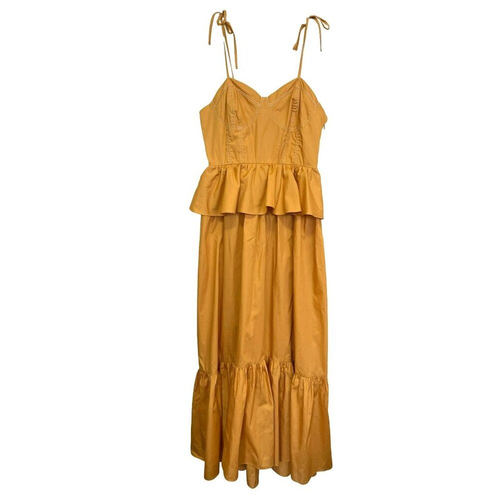 MISA Rosie Bustier Peplum-Waist Poplin Maxi Dress Large NEW - Picture 6 of 11